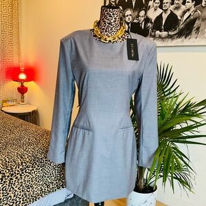 Grey Shoulder Pads Dress